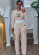 Women's Casual Street Ribbed Contrast Round Neck Long Sleeve Pants Set