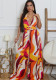 Women's Printed Casual Sleeveless Low Back Sexy Lace-Up Deep V Wide-Leg Jumpsuit