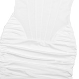 Women's Fall/Winter Solid Color Turtle Neck Sexy Short Sleeve See-Through Tight-Fitting Bodycon Mini Dress