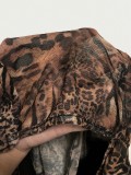 Women's Fashion Leopard Print Sexy Halter Neck Low Back Lace-Up Tiered Mini Dress