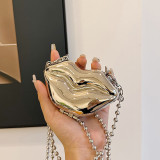 Women's Mini Metallic Lips Shape Coin Purse Clutch Bag