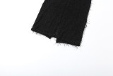 Women's Fall/Winter Sexy Round Neck Slim Fit See-Through Slit Short Sleeve Chic Dress