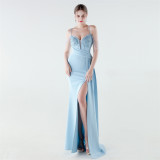 Women's Formal Luxury Beaded Slim Waist Lace-Up Evening Gown
