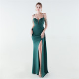 Women's Formal Luxury Beaded Slim Waist Lace-Up Evening Gown