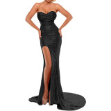 Women's Strapless Sexy High-Slit Chic Mermaid Train Gown