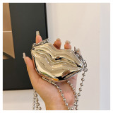 Women's Mini Metallic Lips Shape Coin Purse Clutch Bag