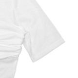 Women's Fall/Winter Solid Color Turtle Neck Sexy Short Sleeve See-Through Tight-Fitting Bodycon Mini Dress