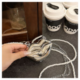 Women's Mini Metallic Lips Shape Coin Purse Clutch Bag