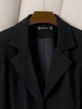 Women's Chic Slim-Fit Contrast Color Patchwork Belted Blazer