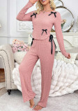 Women's Fall Bow Round Neck Long Sleeve Pajama Set