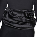 Women's Chic Solid Color Round Neck Sexy Tight-Fitting Long Dress