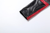 Women's Fall/Winter Slim-Fit Contrast Short Leather Zip Jacket