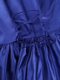 Women's One-Shoulder Cut-Out Solid Color Ruffle Slim Waist Tiered A-Line Tie-Waist Party Gown