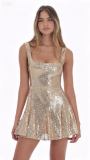 Women's Sequin Strap Sexy Low Back Slim Party Dress