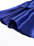 Women's One-Shoulder Cut-Out Solid Color Ruffle Slim Waist Tiered A-Line Tie-Waist Party Gown