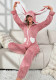 Women's Fall/Winter Heart Pattern Hooded Coral Fleece Jumpsuit Pajamas