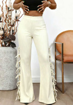Women Elegant Side Lace-Up Bell Bottom Wide-Leg Pants Women Elegant Side Lace-Up Bell Bottom Wide-Leg Pants