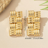 Women geometric square tassel striped earrings