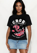 Men's Short-Sleeved American Print Round Neck Top