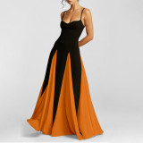 Women Autumn Elegant Bell Bottom Sleeve Solid Dress