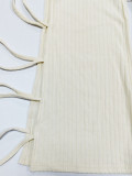 Women Elegant Side Lace-Up Bell Bottom Wide-Leg Pants