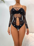Women Hollow-Out Off-Shoulder Beaded Bikini Sexy Lingerie