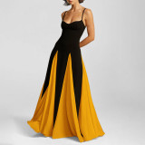 Women Autumn Elegant Bell Bottom Sleeve Solid Dress