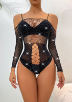 Women Hollow-Out Off-Shoulder Beaded Bikini Sexy Lingerie