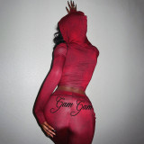 Women Autumn/Winter Top Print Long Pants Two-Piece Set