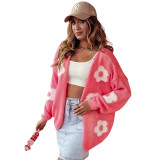 Women Floral Knitting Long-Sleeve Casual Sweater