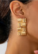 Women geometric square tassel striped earrings