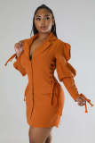 Women Tie-Waist Maxi Blazer Jacket