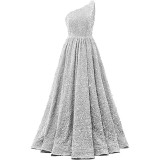 Women Sequined Bridesmaid Sleeveless One-Shoulder Prom Dress（Processing time need 3-6 days）