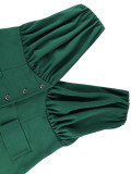 Women V-Neck Pleated Top and Wide-Leg Pants Two-Piece Set