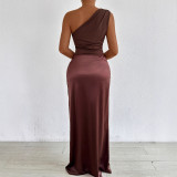 Women autumn Sexy Slash Shoulder Top and Long Skirt Two-piece Set
