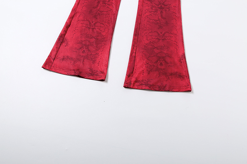 Women Autumn/Winter Top Print Long Pants Two-Piece Set