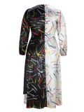 Plus Size Women Elegant V-Neck Long-Sleeve Dress