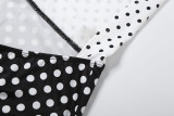 Women Winter Color Block Polka Dot Print Sexy Halter Neck Backless Jumpsuit