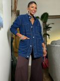 Women Oversized Cargo Denim Jacket