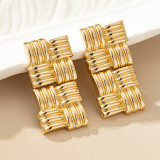 Women geometric square tassel striped earrings