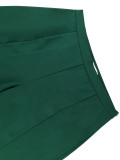 Women V-Neck Pleated Top and Wide-Leg Pants Two-Piece Set