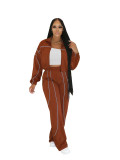Women Color Block Lined Design Top and Pants Two-Piece Set