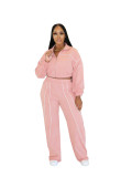 Women Color Block Lined Design Top and Pants Two-Piece Set