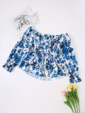 Women Summer Off-Shoulder Floral Off-Shoulder Long-Sleeved Shirt