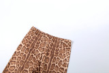 Women's Fall/Winter Leopard Print Long Sleeve Top Slim-Fit Capri Pants Set