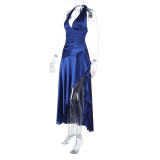 Women's Chic Slim Waith Slit Dress Evening Gown