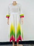 Women's Fall Plus Size Chic V-Neck Ombre Dress