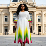 Women's Fall Plus Size Chic V-Neck Ombre Dress
