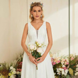 Women's Deep V-Neck Wedding Bridesmaid Dress