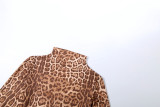 Women's Fall/Winter Leopard Print Long Sleeve Top Slim-Fit Capri Pants Set